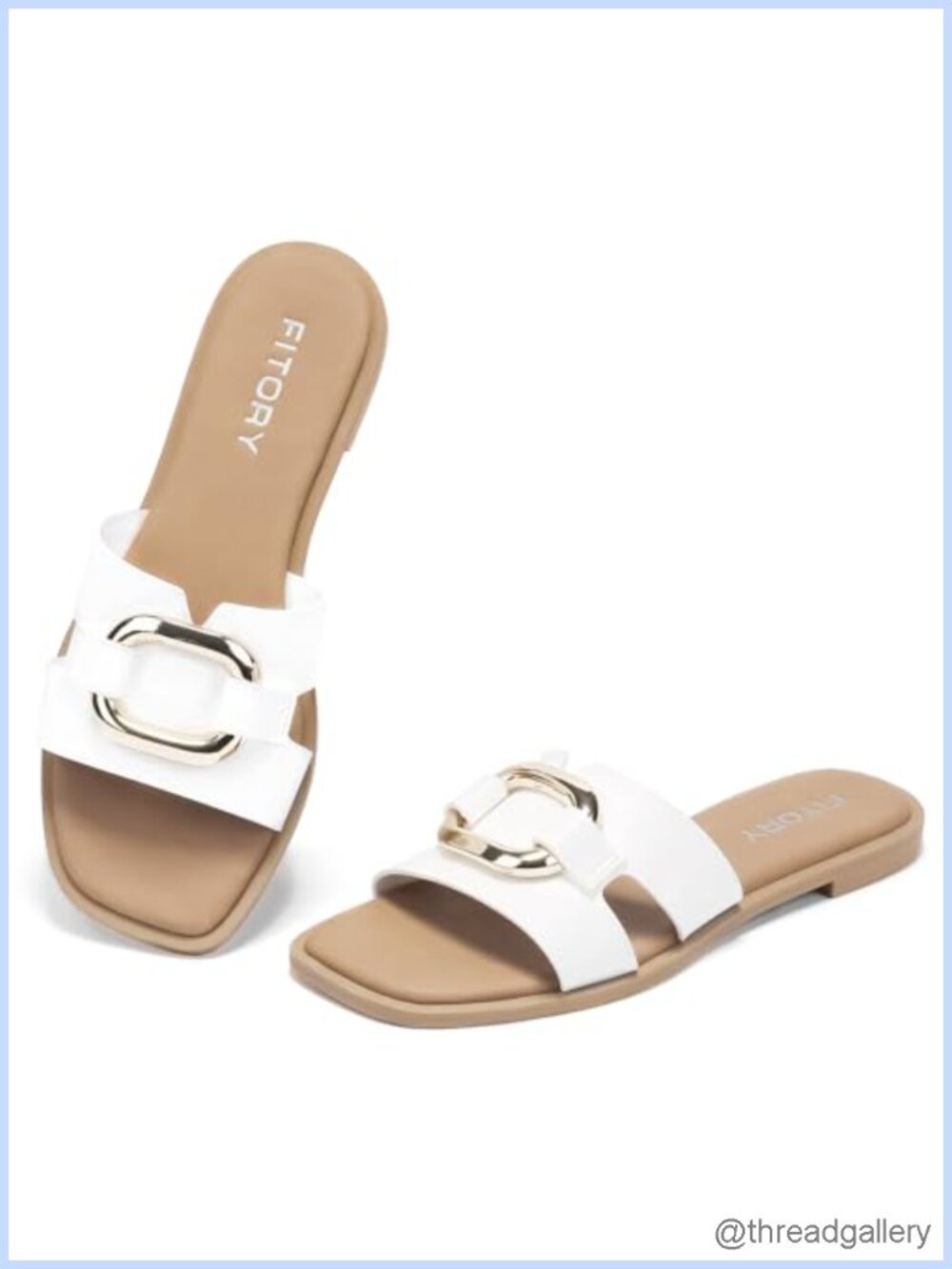 Slides Flat Square Open Toe Summer Padded Insole Slip On Sandal